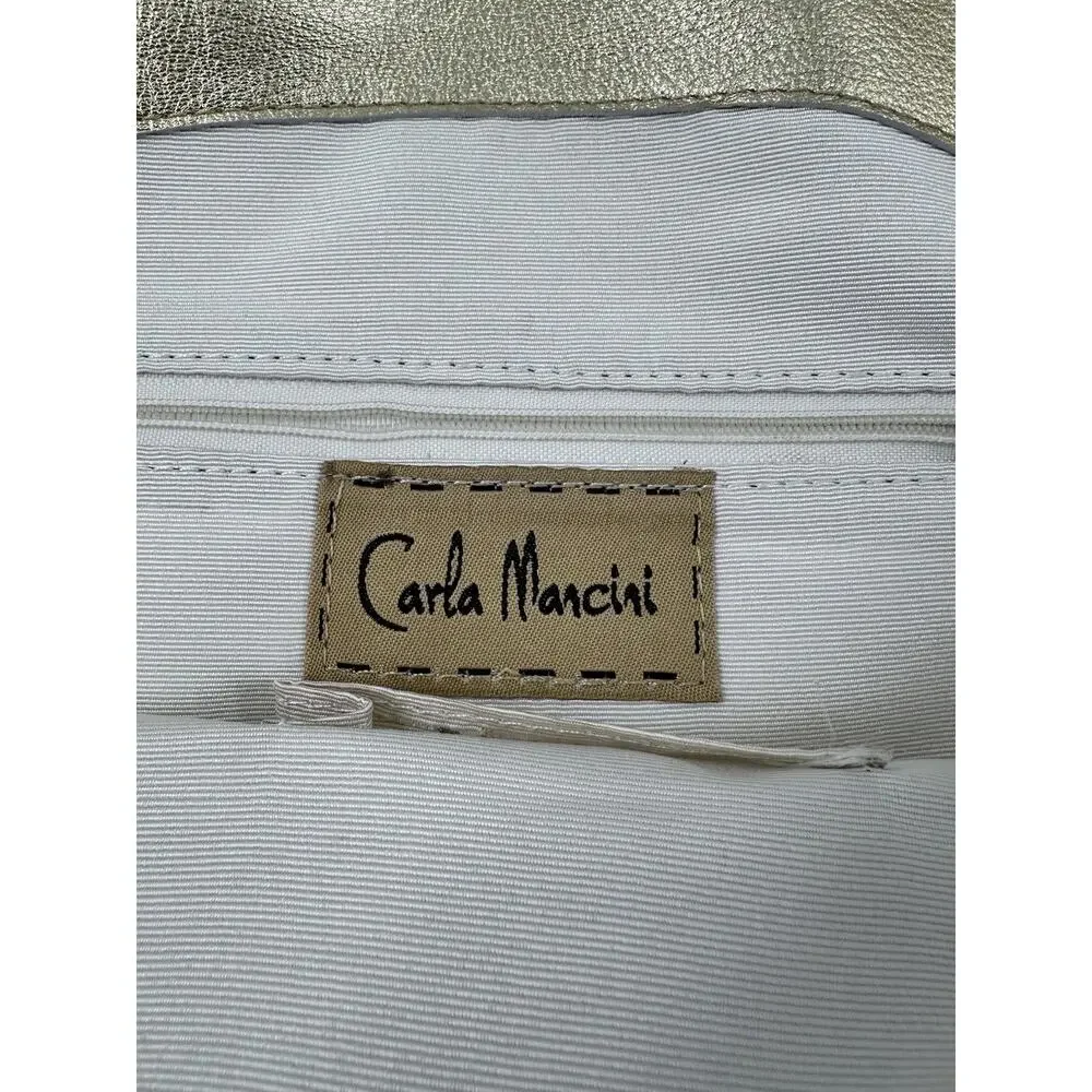 New Carla Mancini Gold Metallic Leather Hobo Shoulder Bag Chain Handcrafted FLAW